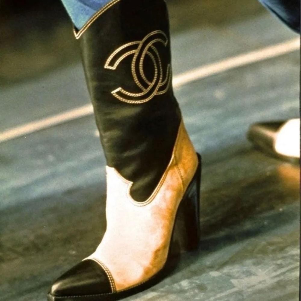 Chanel runway cowboy boots